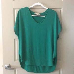 Green V neck blouse